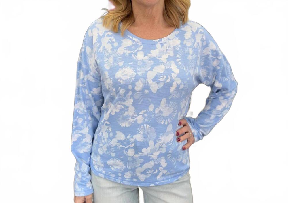 NEW ESCAPE french terry pullover top in whisper wash